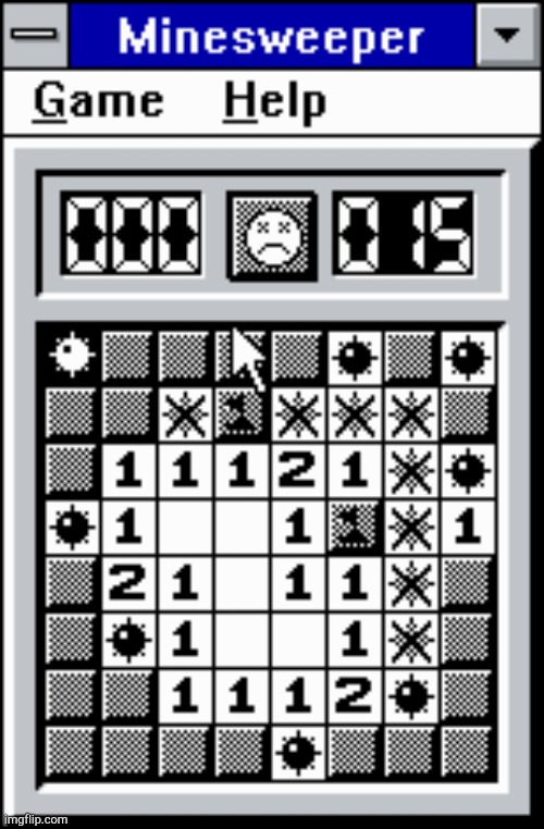 Minesweeper Monochrome | image tagged in minesweeper monochrome | made w/ Imgflip meme maker