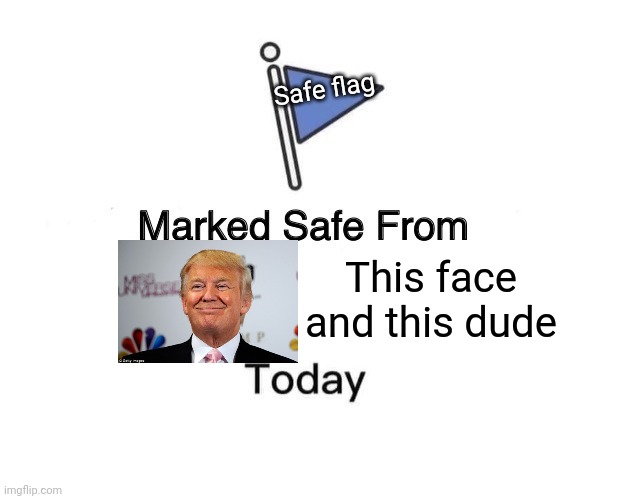 Marked Safe From | Safe flag; This face and this dude | image tagged in memes,marked safe from | made w/ Imgflip meme maker