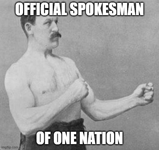 Overly Manly Man | OFFICIAL SPOKESMAN; OF ONE NATION | image tagged in overly manly man,over manly man,australia,politicians,politics | made w/ Imgflip meme maker