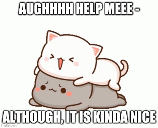 on me | AUGHHHH HELP MEEE -; ALTHOUGH, IT IS KINDA NICE | image tagged in memes | made w/ Imgflip meme maker