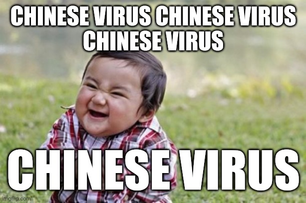 Evil Toddler Meme | CHINESE VIRUS CHINESE VIRUS
CHINESE VIRUS; CHINESE VIRUS | image tagged in memes,evil toddler | made w/ Imgflip meme maker