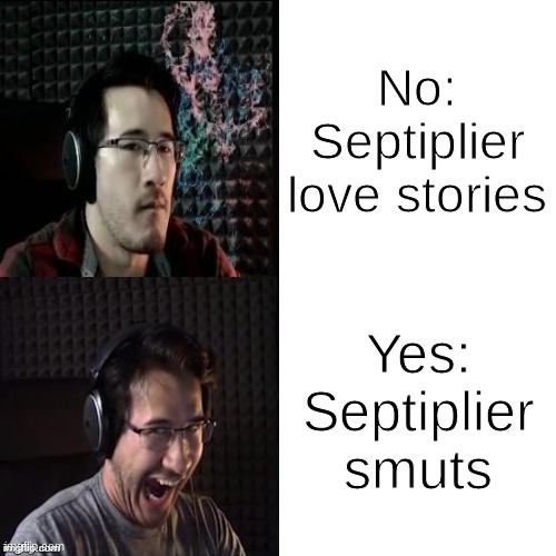 Markiplier Yes and No | No: Septiplier love stories; Yes: Septiplier smuts | image tagged in markiplier yes and no | made w/ Imgflip meme maker