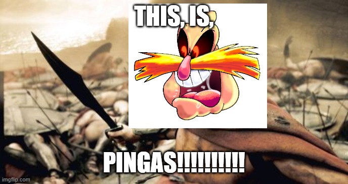This is pingas | THIS, IS, PINGAS!!!!!!!!!! | image tagged in memes,sparta leonidas,pingas memes,funny,pingas | made w/ Imgflip meme maker