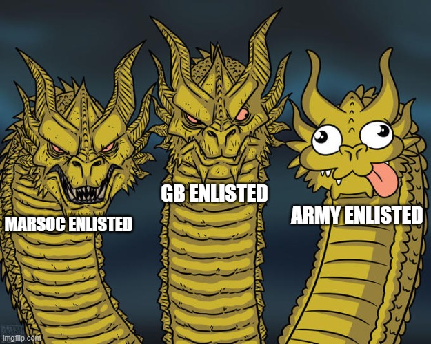 GB ENLISTED; MARSOC ENLISTED; ARMY ENLISTED | made w/ Imgflip meme maker