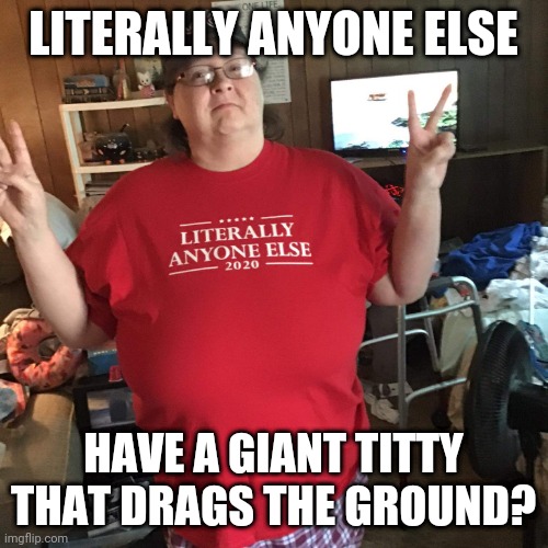 Not my president! | LITERALLY ANYONE ELSE; HAVE A GIANT TITTY THAT DRAGS THE GROUND? | image tagged in notmypresident,nevertrump,democrats,crying democrats,liberals | made w/ Imgflip meme maker