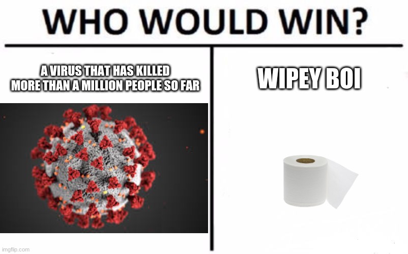 A VIRUS THAT HAS KILLED MORE THAN A MILLION PEOPLE SO FAR; WIPEY BOI | image tagged in coronavirus meme | made w/ Imgflip meme maker