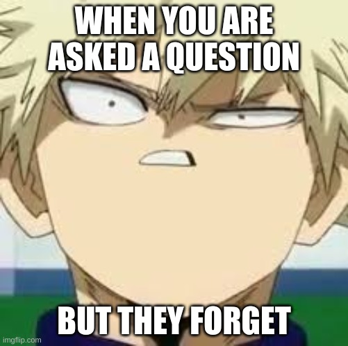 WHEN YOU ARE ASKED A QUESTION; BUT THEY FORGET | image tagged in my hero academia | made w/ Imgflip meme maker