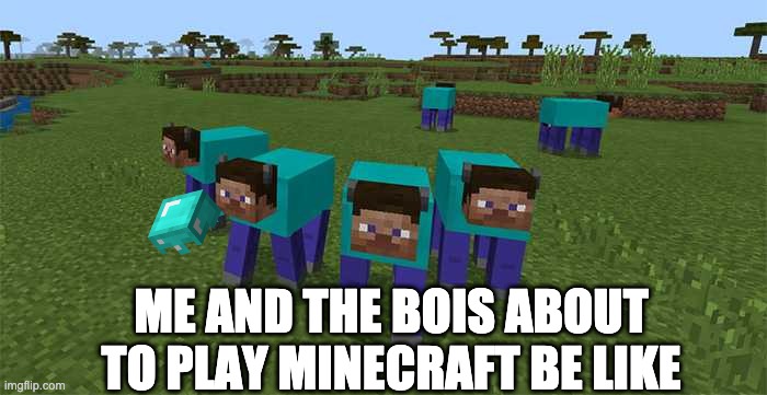 me and the boys | ME AND THE BOIS ABOUT TO PLAY MINECRAFT BE LIKE | image tagged in me and the boys | made w/ Imgflip meme maker