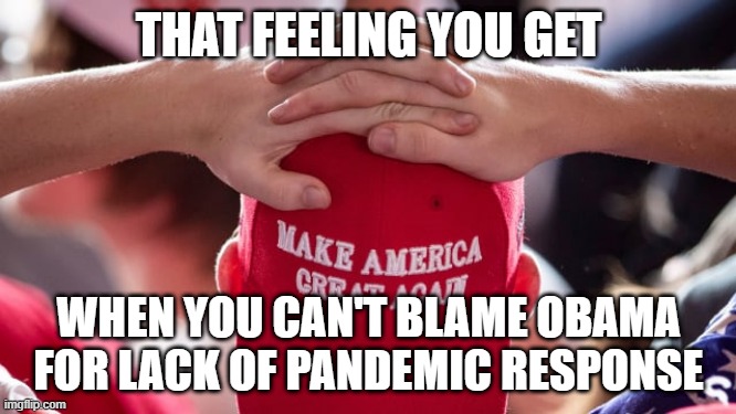 THAT FEELING YOU GET; WHEN YOU CAN'T BLAME OBAMA FOR LACK OF PANDEMIC RESPONSE | made w/ Imgflip meme maker