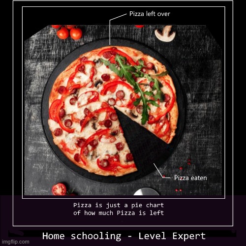 image tagged in pizza,pie charts,home schooling | made w/ Imgflip meme maker