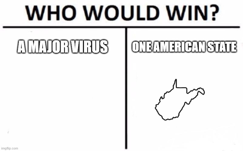 Who Would Win? Meme | A MAJOR VIRUS; ONE AMERICAN STATE | image tagged in memes,who would win | made w/ Imgflip meme maker