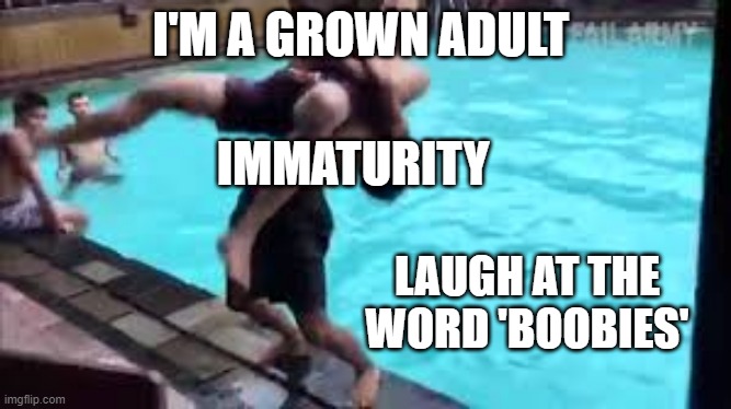 to this day i still do | I'M A GROWN ADULT; IMMATURITY; LAUGH AT THE WORD 'BOOBIES' | image tagged in no good can come of this,laughing,immature | made w/ Imgflip meme maker