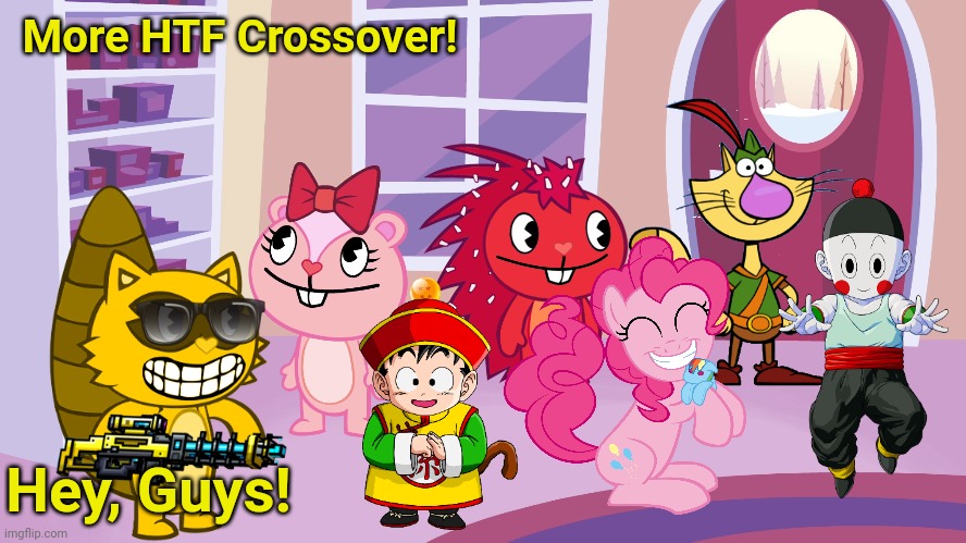 HTF Crossover 8 | More HTF Crossover! Hey, Guys! | image tagged in happy tree friends,gohan,dragon ball z,nature cat,crossover,my little pony | made w/ Imgflip meme maker