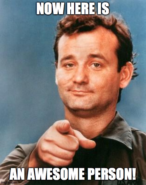 Bill Murray You're Awesome | NOW HERE IS AN AWESOME PERSON! | image tagged in bill murray you're awesome | made w/ Imgflip meme maker