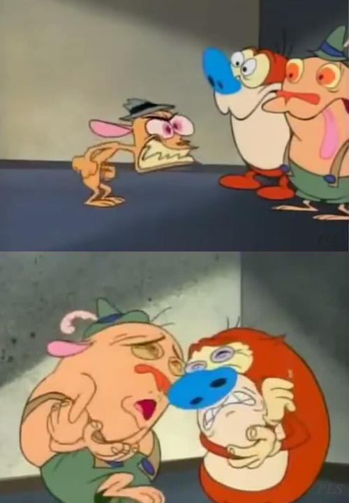 Angry Ren Scared Stimpy & Sven Blank Meme Template