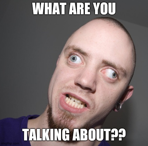 Retarted dude  | WHAT ARE YOU TALKING ABOUT?? | image tagged in retarted dude | made w/ Imgflip meme maker