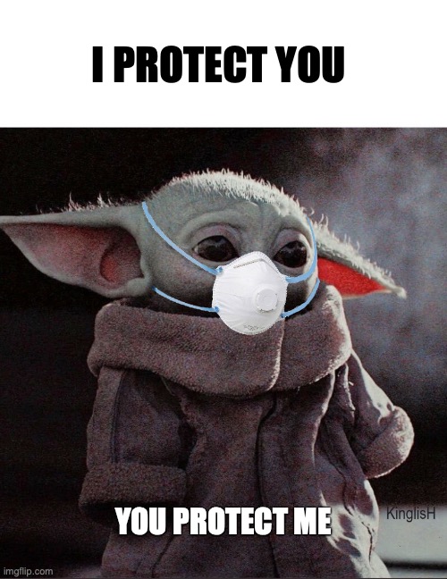 Coronavirus Baby Yoda | I PROTECT YOU; YOU PROTECT ME | image tagged in coronavirus baby yoda | made w/ Imgflip meme maker