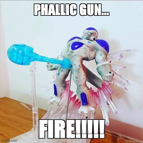 Frieza Phallic Gun | image tagged in dbz,frieza,dragon ball z,dragon ball super,dbz abridged | made w/ Imgflip meme maker