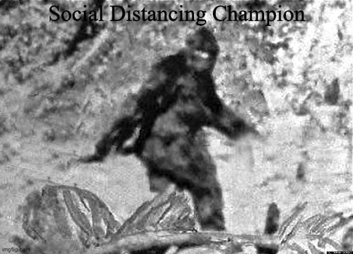 Social Distancing Champion |  Social Distancing Champion | image tagged in memes,social distancing,bigfoot,covid-19,coronavirus | made w/ Imgflip meme maker