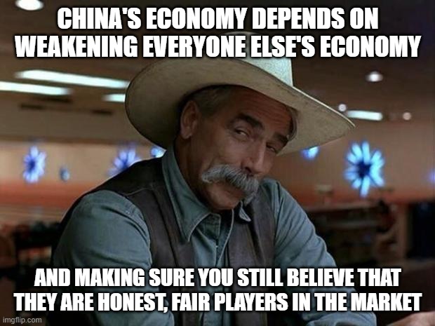 special kind of stupid | CHINA'S ECONOMY DEPENDS ON WEAKENING EVERYONE ELSE'S ECONOMY AND MAKING SURE YOU STILL BELIEVE THAT THEY ARE HONEST, FAIR PLAYERS IN THE MAR | image tagged in special kind of stupid | made w/ Imgflip meme maker