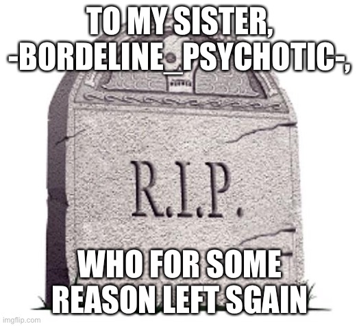 Why? WHY?!?! | TO MY SISTER, -BORDELINE_PSYCHOTIC-, WHO FOR SOME REASON LEFT AGAIN | image tagged in rip | made w/ Imgflip meme maker