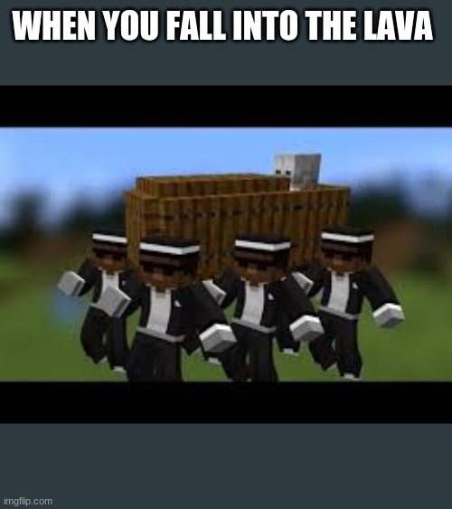 WHEN YOU FALL INTO THE LAVA | image tagged in coffin meme,minecraft | made w/ Imgflip meme maker