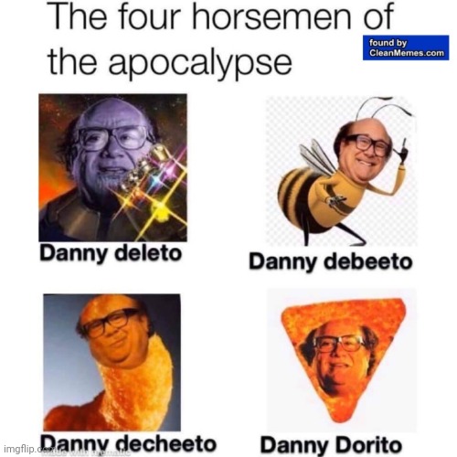 Thank you, cleanmemes.com | image tagged in danny devito,cheeto,bees,doritos,delete,thanos snap | made w/ Imgflip meme maker