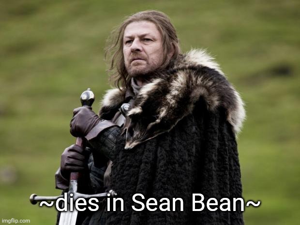 Sean Bean Taken | ~dies in Sean Bean~ | image tagged in sean bean taken | made w/ Imgflip meme maker