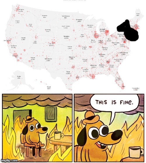 How conservatives view the Covid-19 outbreak in the United States. | image tagged in covid-19,coronavirus,this is fine,this is fine dog,pandemic,conservative logic | made w/ Imgflip meme maker