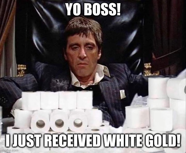 Scarface Stash | YO BOSS! I JUST RECEIVED WHITE GOLD! | image tagged in scarface stash | made w/ Imgflip meme maker