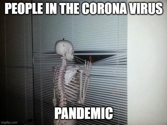 Waiting Skeleton |  PEOPLE IN THE CORONA VIRUS; PANDEMIC | image tagged in waiting skeleton | made w/ Imgflip meme maker
