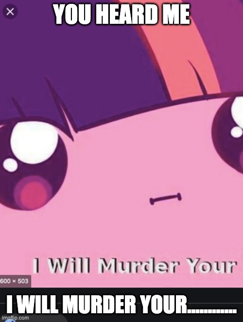 CreepyTwilight | YOU HEARD ME; I WILL MURDER YOUR............ | image tagged in creepytwilight | made w/ Imgflip meme maker