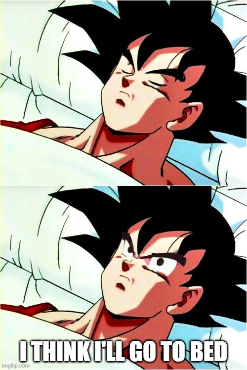 Me EVERY Morning.... |  I THINK I'LL GO TO BED | image tagged in goku sleeping wake up,bed,tired | made w/ Imgflip meme maker