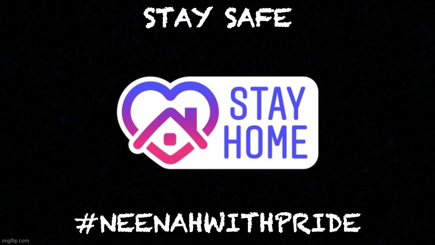 Stay home | STAY SAFE; #NEENAHWITHPRIDE | image tagged in stay home | made w/ Imgflip meme maker