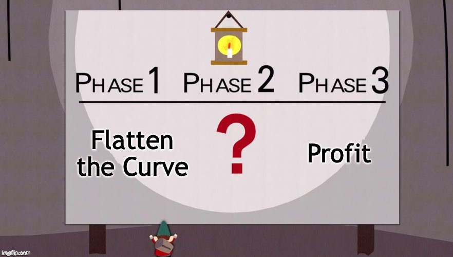 gnome plan | Flatten the Curve; Profit | image tagged in gnome plan | made w/ Imgflip meme maker