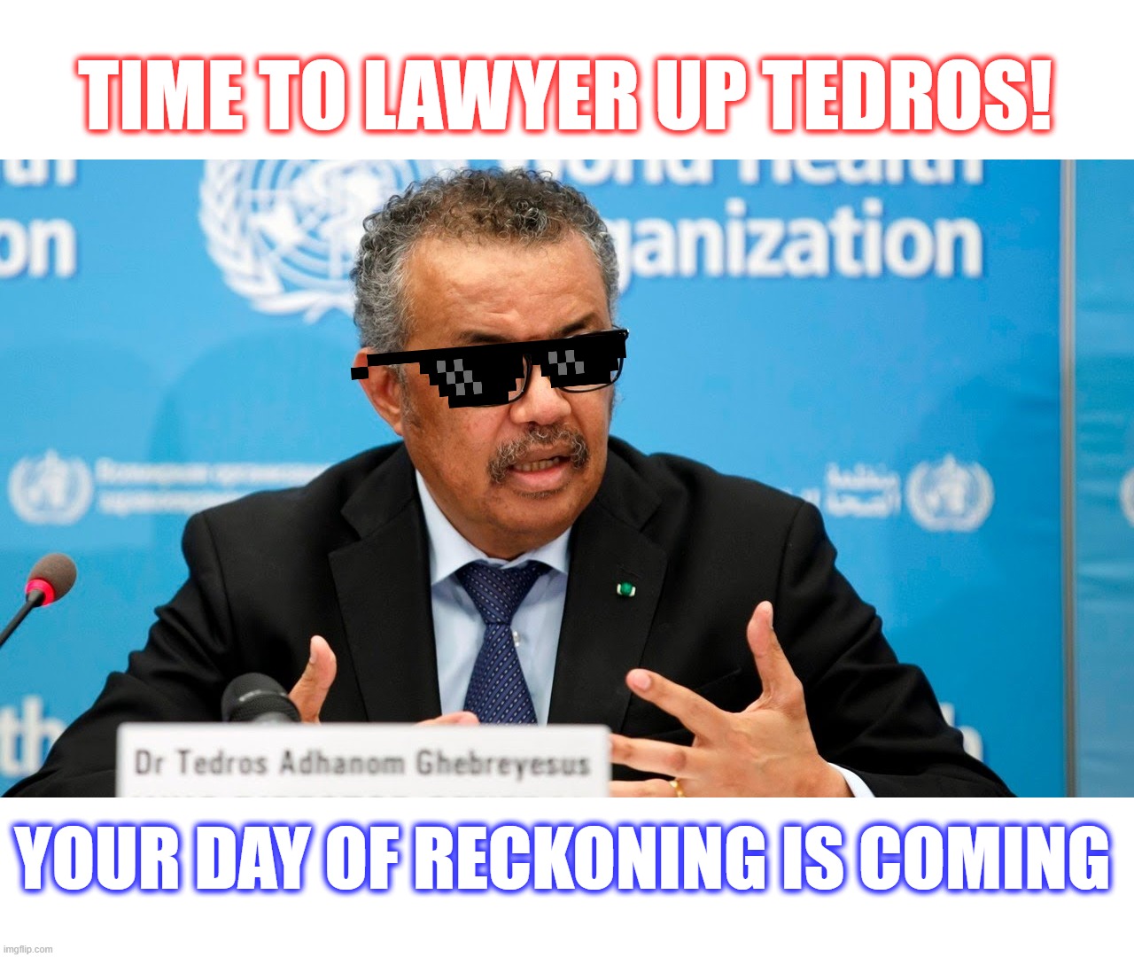 As Steve Bannon said, every coffin you filled comes with a lawyer attached to it. | TIME TO LAWYER UP TEDROS! YOUR DAY OF RECKONING IS COMING | image tagged in damage control tedros,lawyer up,tedros is corrupt,w-ho in bed with china | made w/ Imgflip meme maker