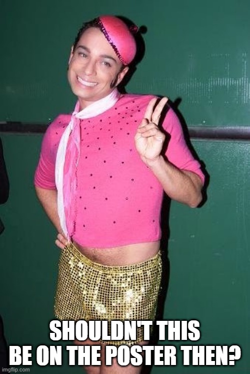 pinky gay  | SHOULDN'T THIS BE ON THE POSTER THEN? | image tagged in pinky gay | made w/ Imgflip meme maker