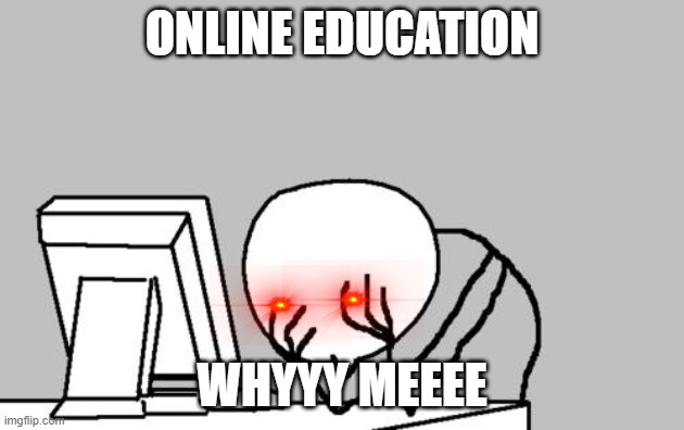 Computer Guy Facepalm | ONLINE EDUCATION; WHYYY MEEEE | image tagged in memes,computer guy facepalm | made w/ Imgflip meme maker