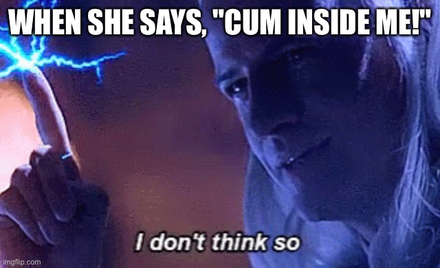 I dont think so | WHEN SHE SAYS, "CUM INSIDE ME!" | image tagged in i dont think so,raiden,mortal kombat | made w/ Imgflip meme maker