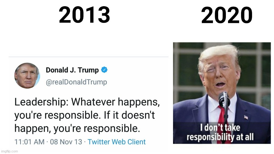 The evolution of responsibility | image tagged in trump,coronavirus,potus | made w/ Imgflip meme maker