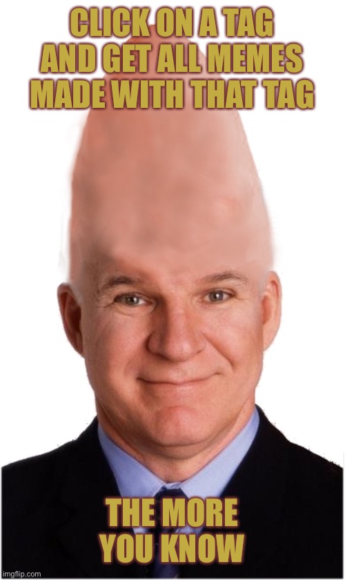 Steve Conehead Martin | CLICK ON A TAG AND GET ALL MEMES MADE WITH THAT TAG; THE MORE YOU KNOW | image tagged in steve conehead martin | made w/ Imgflip meme maker