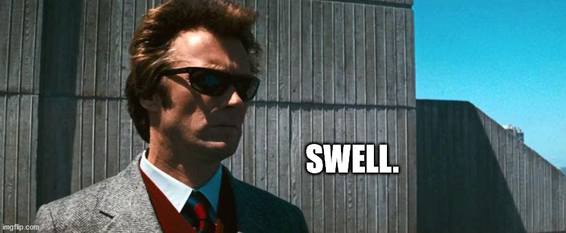 Dirty Harry Swell | SWELL. | image tagged in clint eastwood,swell,dirty harry | made w/ Imgflip meme maker