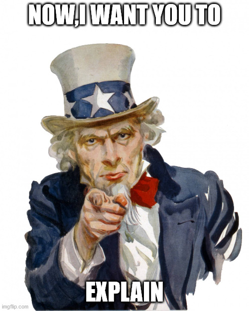 I want you for us Army | NOW,I WANT YOU TO; EXPLAIN | image tagged in i want you for us army | made w/ Imgflip meme maker