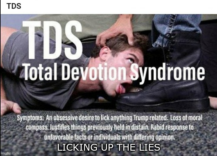 Devotion | LICKING UP THE LIES | image tagged in trump,gop,fear,greed,lies,maga | made w/ Imgflip meme maker