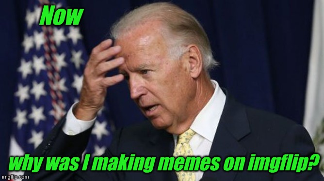 The question. | Now; why was I making memes on imgflip? | image tagged in joe biden worries | made w/ Imgflip meme maker