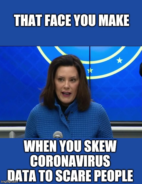 THAT FACE YOU MAKE; WHEN YOU SKEW CORONAVIRUS DATA TO SCARE PEOPLE | image tagged in politics,michigan,coronavirus | made w/ Imgflip meme maker