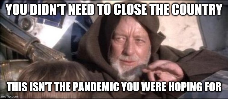 These Aren't The Droids You Were Looking For Meme | YOU DIDN'T NEED TO CLOSE THE COUNTRY; THIS ISN'T THE PANDEMIC YOU WERE HOPING FOR | image tagged in memes,these aren't the droids you were looking for | made w/ Imgflip meme maker
