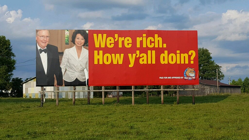 Billboard outside Berea, Kentucky McConnell Chao Blank Meme Template