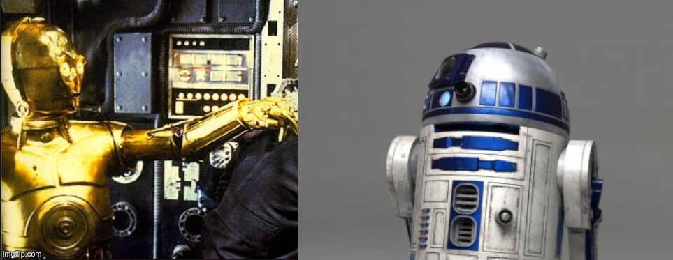 R2 VS C3PO Blank Meme Template