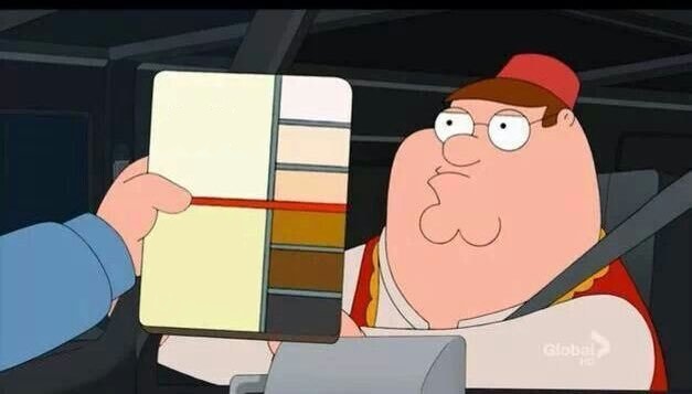 High Quality Peter Griffin skin color chart race terrorist blank Blank Meme Template